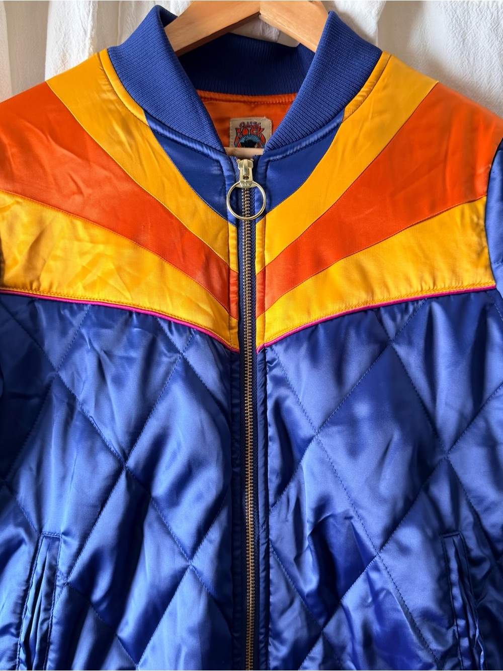 CLASSIC ROCK COUTURE The Original Blue Rising Sun Unisex Bomber Jacket 70s Retro - Picture 2 of 8